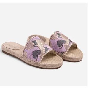 Johnny Was SZ 9M Lilac Brocade Crane Espidrille Sandals NWOT